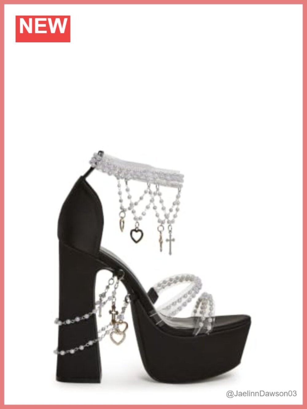 Velvet Heels with Pearl Beads & Adjustable Straps, Chunky Platform Stiletto